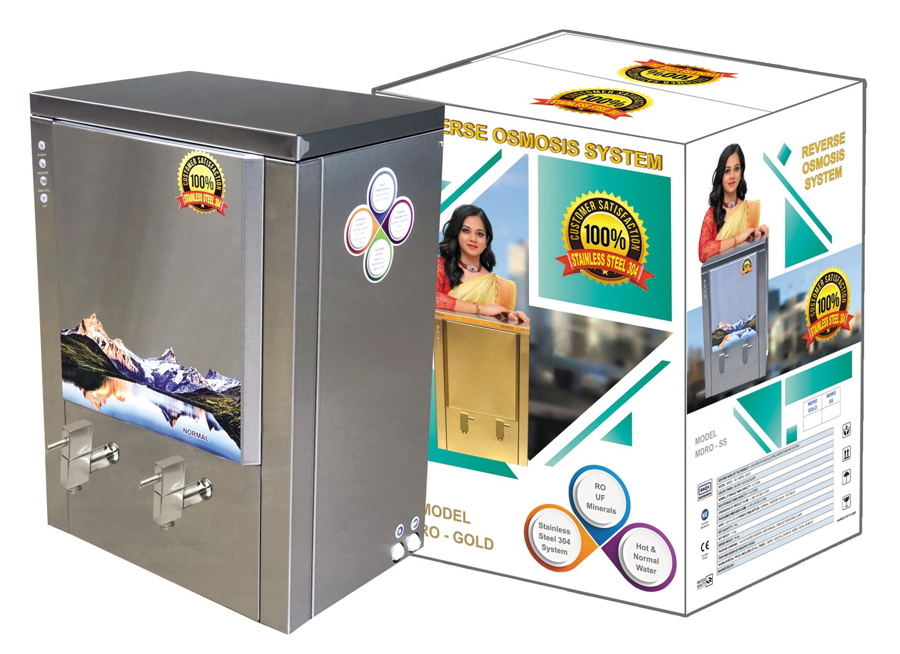 MDRO SS hot and normal stainless steel UV purifier