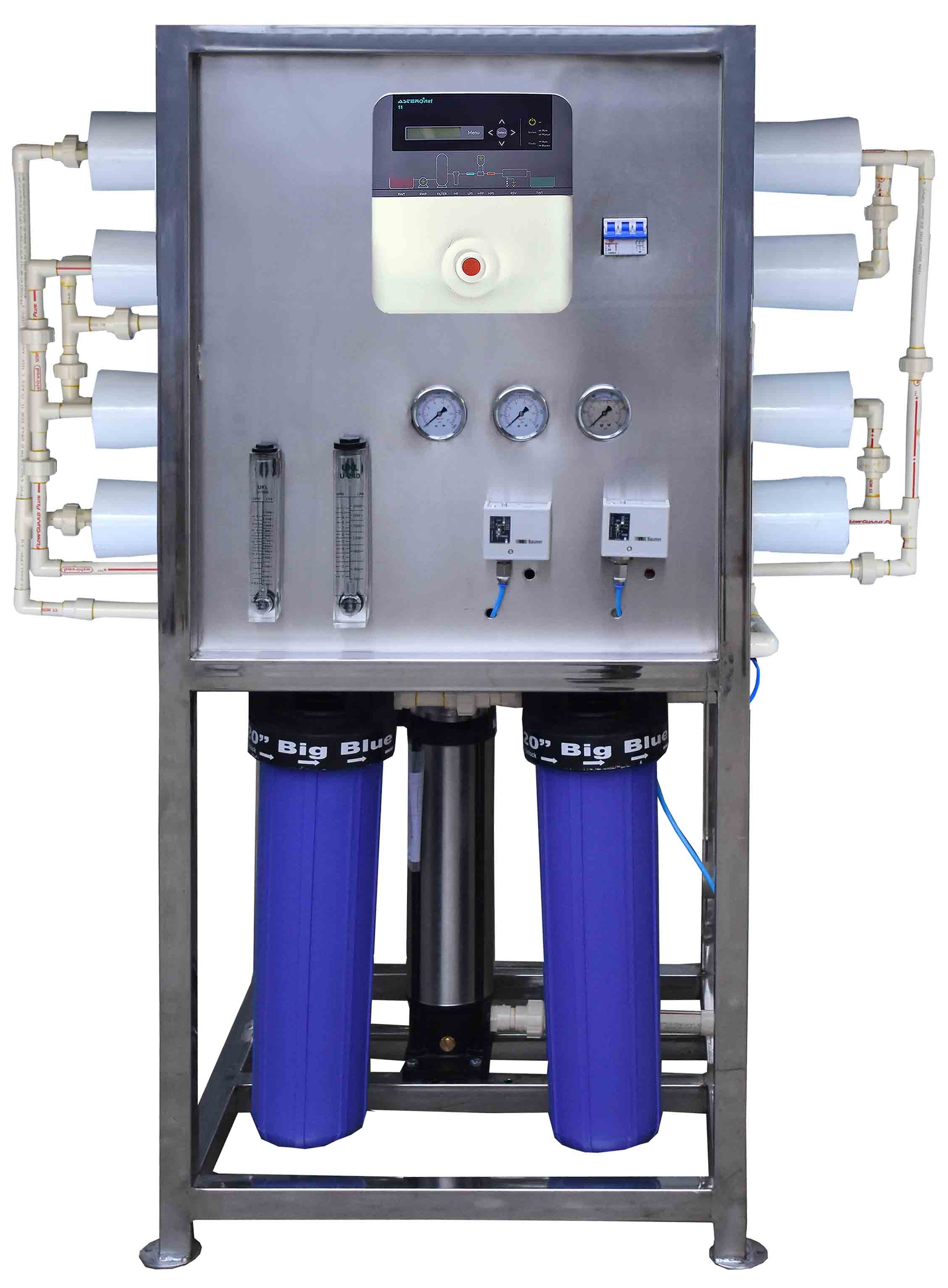 1000 LPH SS four membrane housing automatic RO system