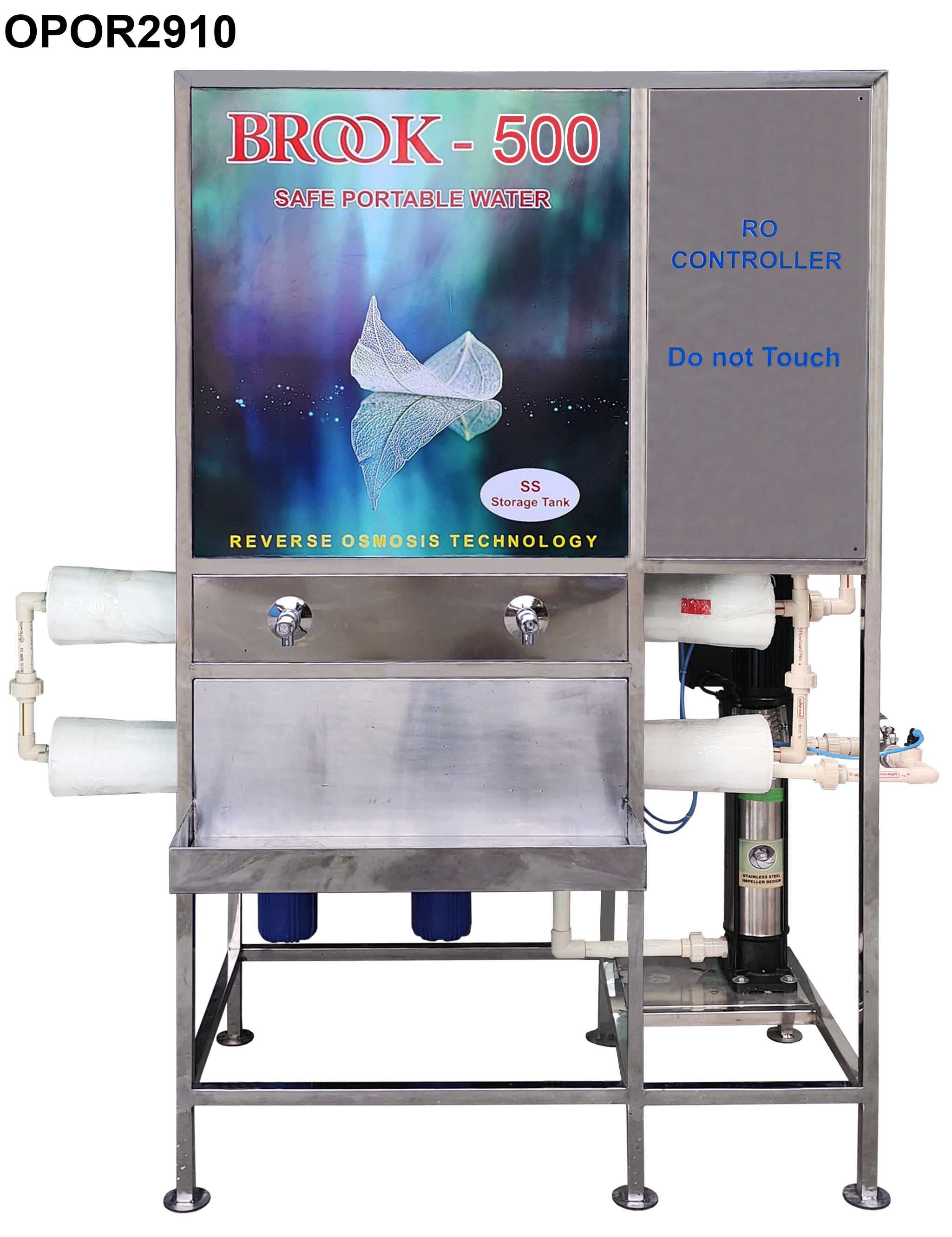 500 LPH SS Brook Auto RO system with dispenser